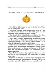 HALLOWEEN HISTORY WITH EXERCISES!