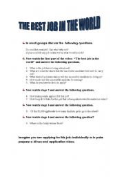 English Worksheet: The  best job in the world