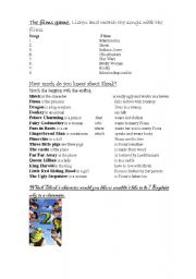English worksheet: working with shrek and films in general
