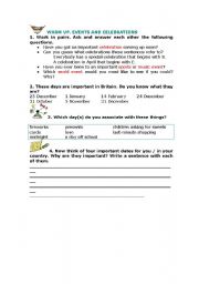 English Worksheet: Events and celebrations