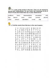 English worksheet: crossword - events