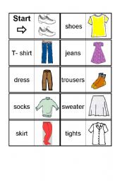 English Worksheet: Clothes Domino