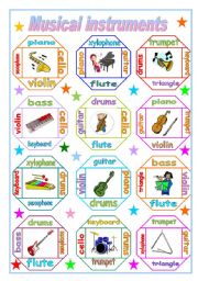 English Worksheet: musical instruments