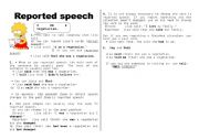 English Worksheet: reported speech