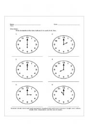 English worksheet: Telling time