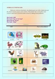 English worksheet: animal activity