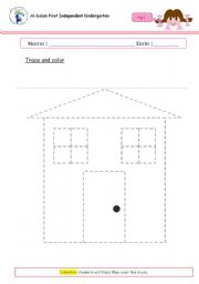 English Worksheet: my house kg1 