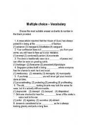 English worksheet: Vocabulary practice