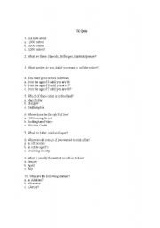 English Worksheet: uk quiz