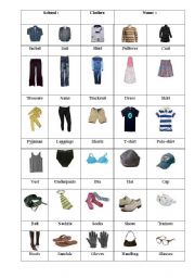 English Worksheet: Clothes