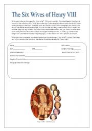 English Worksheet: The Wives of Henry VIII