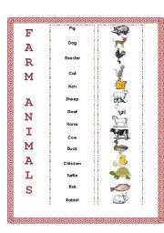 English Worksheet: Farm Animals