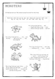 English Worksheet: There is a monster in my closet !