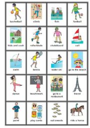 English Worksheet: Action Verbs Cards 2 + Greyscale version