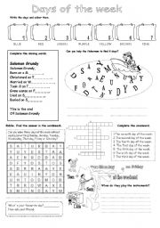 English Worksheet: Days of the week