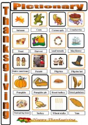 English Worksheet: Thanksgiving Pictionary