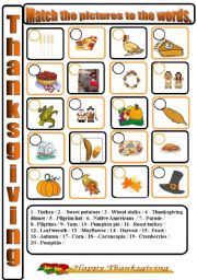 English Worksheet: Matching  pictures with vocabulary.