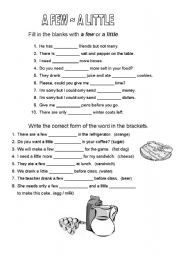 English Worksheet: A few  a little