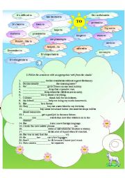 English Worksheet: Using TO and -ING