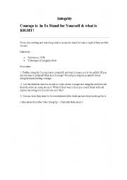 English Worksheet: Integrity