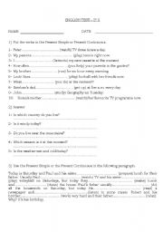 English worksheet: english test