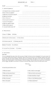 English worksheet: english test