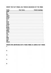 English worksheet: irregular verbs