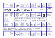 English Worksheet: Food and Drinks Boardgame