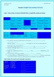 English Worksheet: English secondary schools