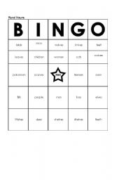 English Worksheet: Plural Nouns Bingo (adapted)