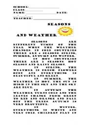 Seasons and the weather