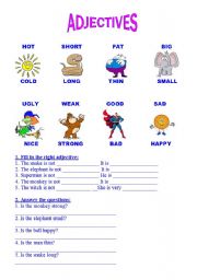 English Worksheet: Adjectives