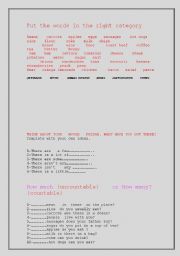 English Worksheet: countable or uncountable?