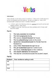 English Worksheet: Verbs