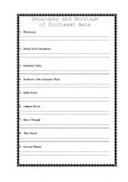 English Worksheet: South Asia Geography