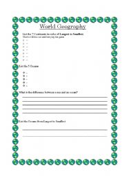 English worksheet: World Geography