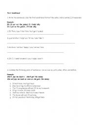 English worksheet: !st conditional