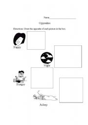English Worksheet: Opposite drawing worksheet