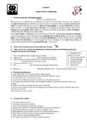 English Worksheet: Exercises training idioms use. 