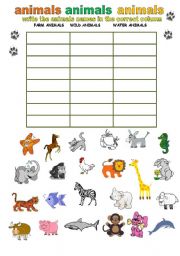  CATEGORIZE   ANIMALS.