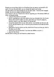 English Worksheet: outline for a letter to a frind you have not seen for 25 years