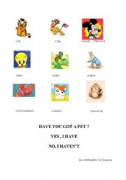 English worksheet: Have you got a pet?