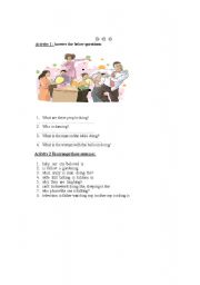 English worksheet: Present comtinuous