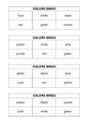English Worksheet: Colors bingo