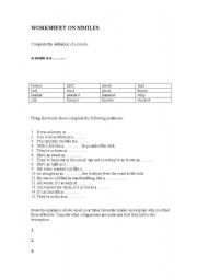 English Worksheet: similes