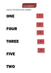 English worksheet: NUMBERS 1 to 5