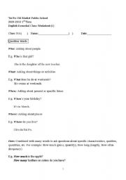 English Worksheet: question words