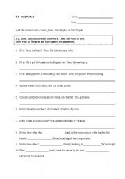 English worksheet: past perfect exercise