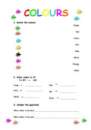 English Worksheet: Colour Activities