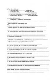 English Worksheet: RELATIVE CLAUSES AND CORRECT TENSE